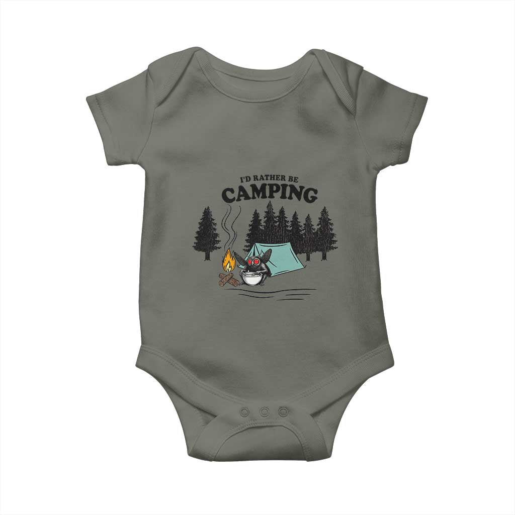 Mothman Baby Onesie Id Rather Be Camping Funny Cryptid Gift - Wonder Print Shop