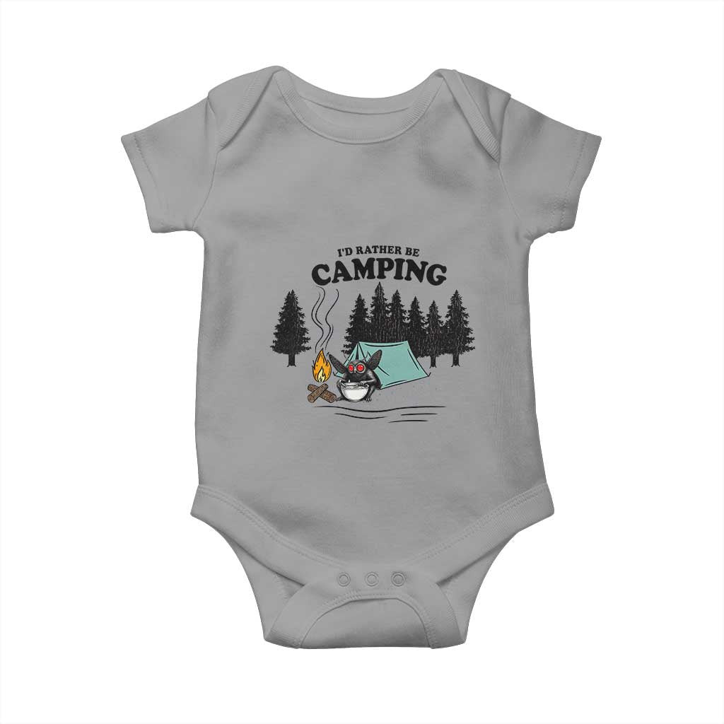 Mothman Baby Onesie Id Rather Be Camping Funny Cryptid Gift - Wonder Print Shop