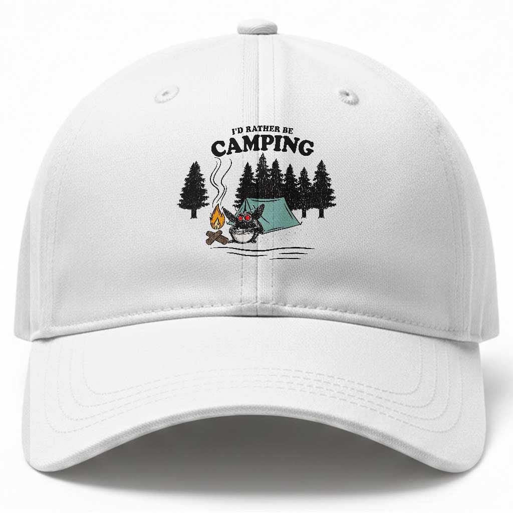 Mothman Baseball Cap Id Rather Be Camping Funny Cryptid Gift
