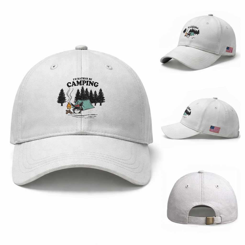 Mothman Baseball Cap Id Rather Be Camping Funny Cryptid Gift