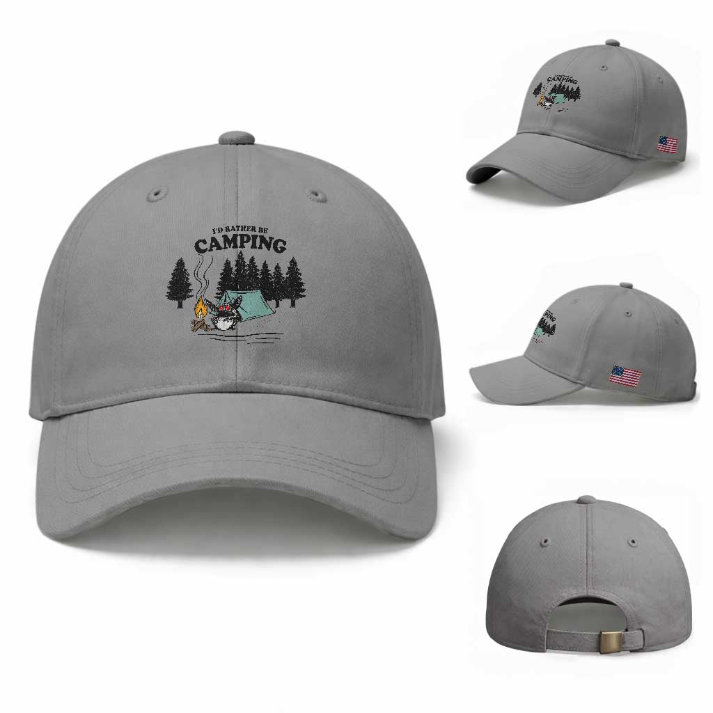 Mothman Baseball Cap Id Rather Be Camping Funny Cryptid Gift