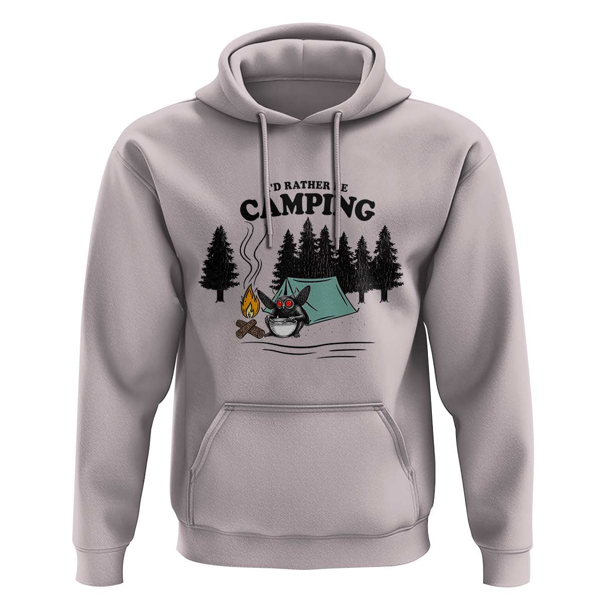 Mothman Hoodie Id Rather Be Camping Funny Cryptid Gift - Wonder Print Shop