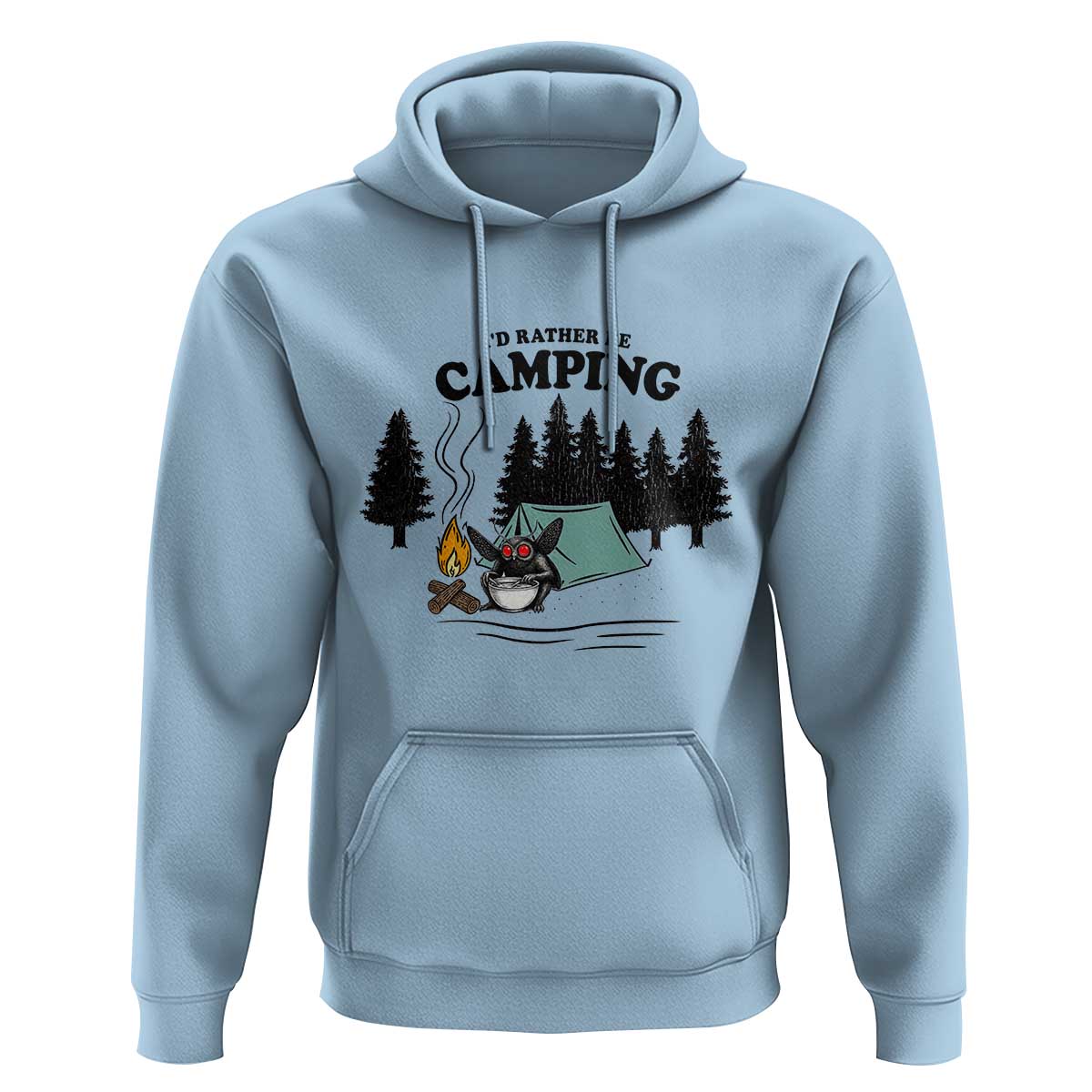 Mothman Hoodie Id Rather Be Camping Funny Cryptid Gift - Wonder Print Shop