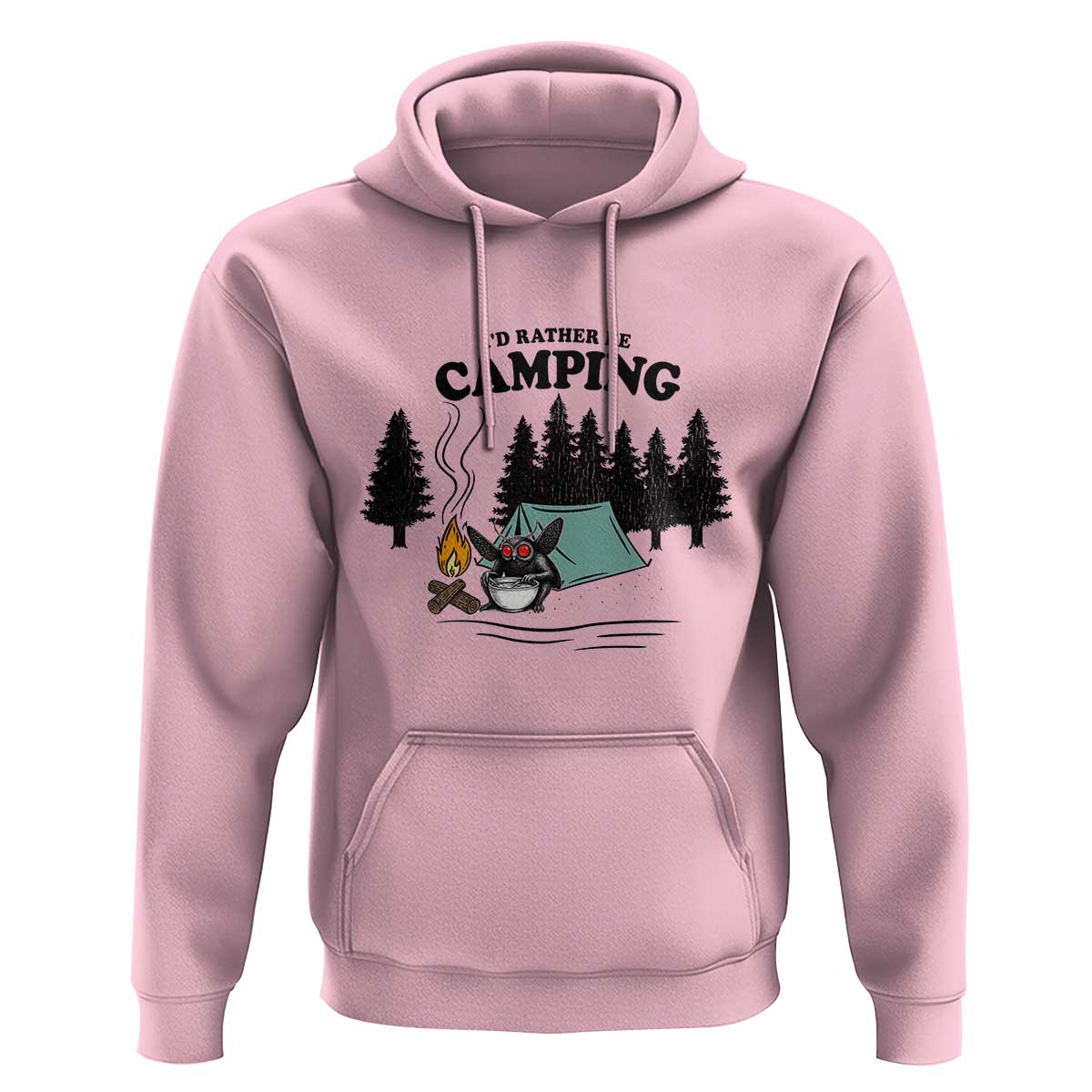Mothman Hoodie Id Rather Be Camping Funny Cryptid Gift - Wonder Print Shop