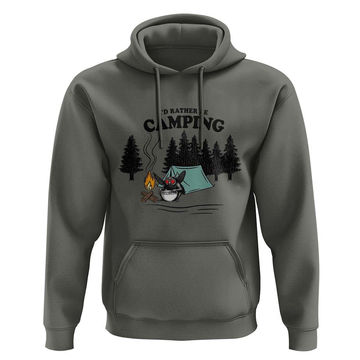 Mothman Hoodie Id Rather Be Camping Funny Cryptid Gift - Wonder Print Shop