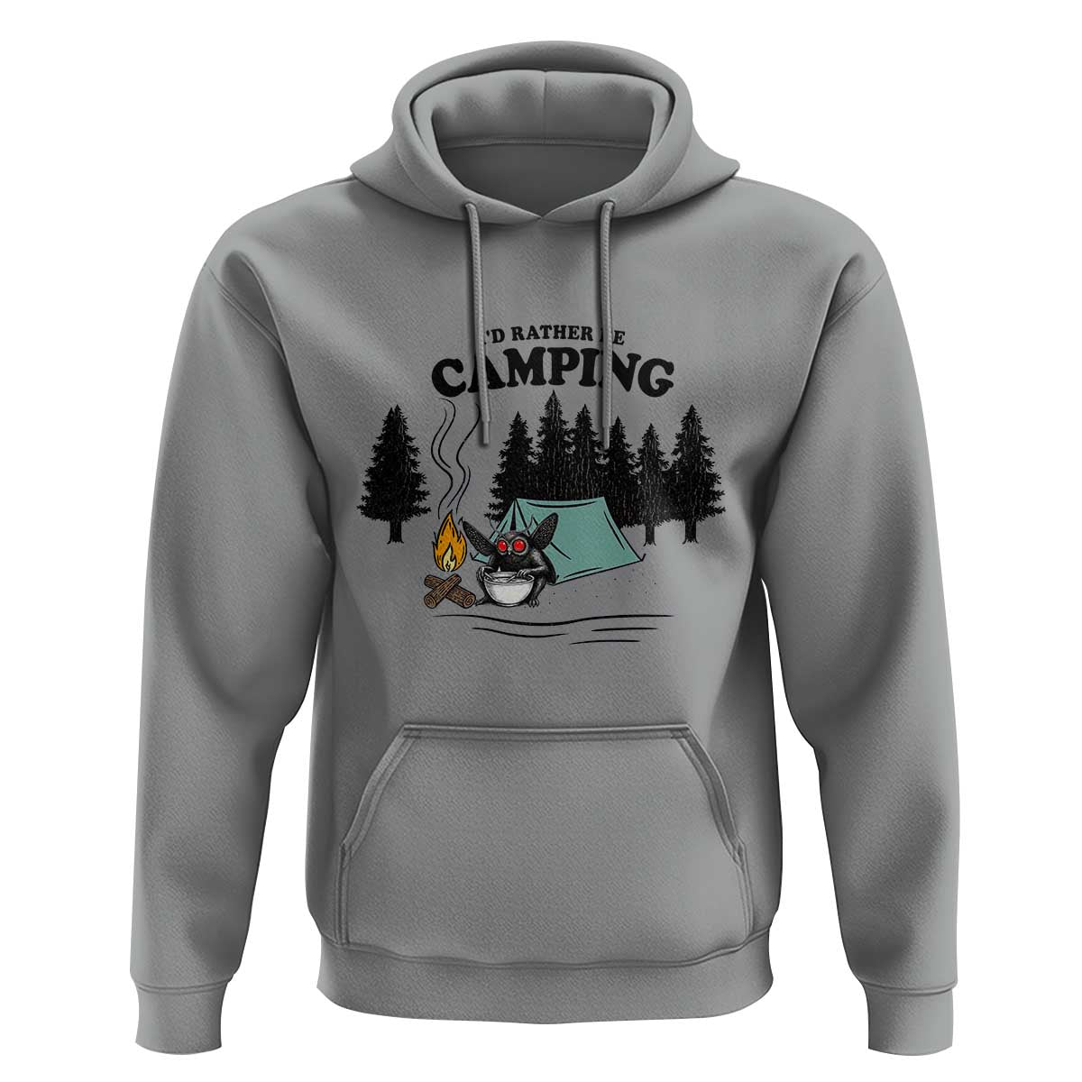 Mothman Hoodie Id Rather Be Camping Funny Cryptid Gift - Wonder Print Shop