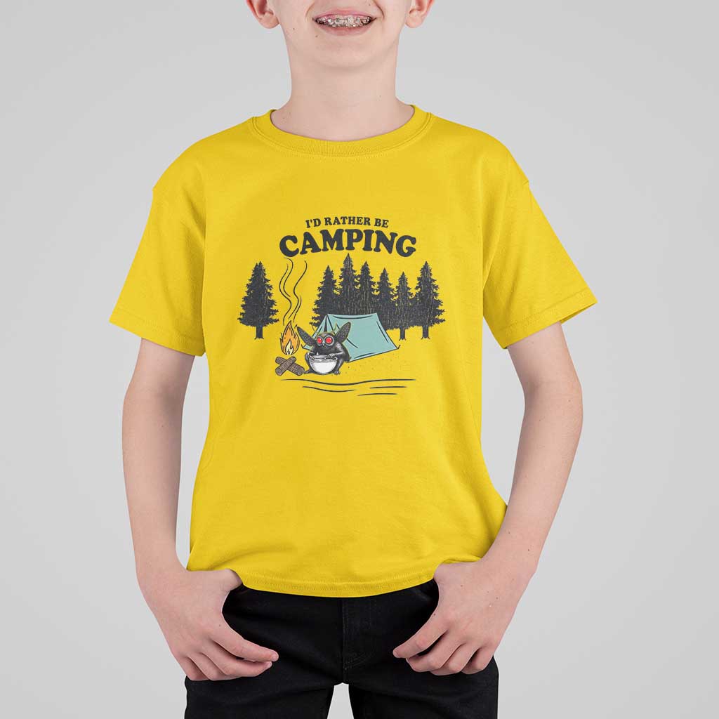 Mothman T Shirt For Kid Id Rather Be Camping Funny Cryptid Gift - Wonder Print Shop