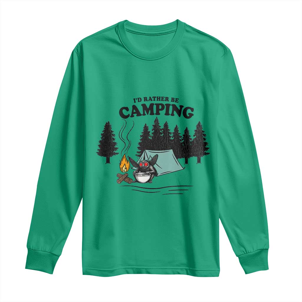 Mothman Long Sleeve Shirt Id Rather Be Camping Funny Cryptid Gift - Wonder Print Shop