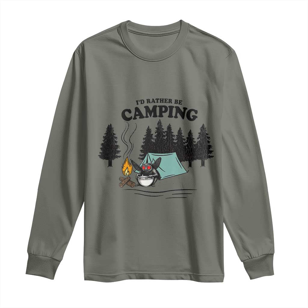 Mothman Long Sleeve Shirt Id Rather Be Camping Funny Cryptid Gift - Wonder Print Shop