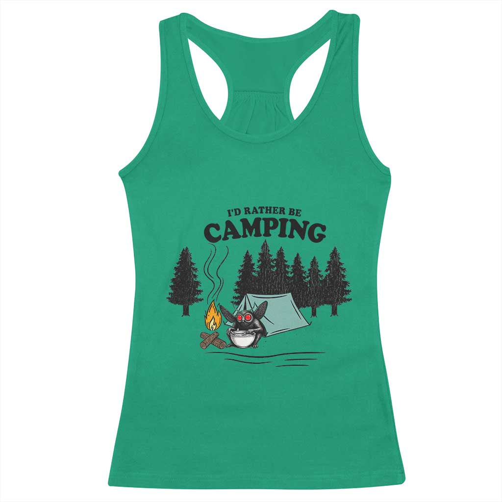 Mothman Racerback Tank Top Id Rather Be Camping Funny Cryptid Gift - Wonder Print Shop