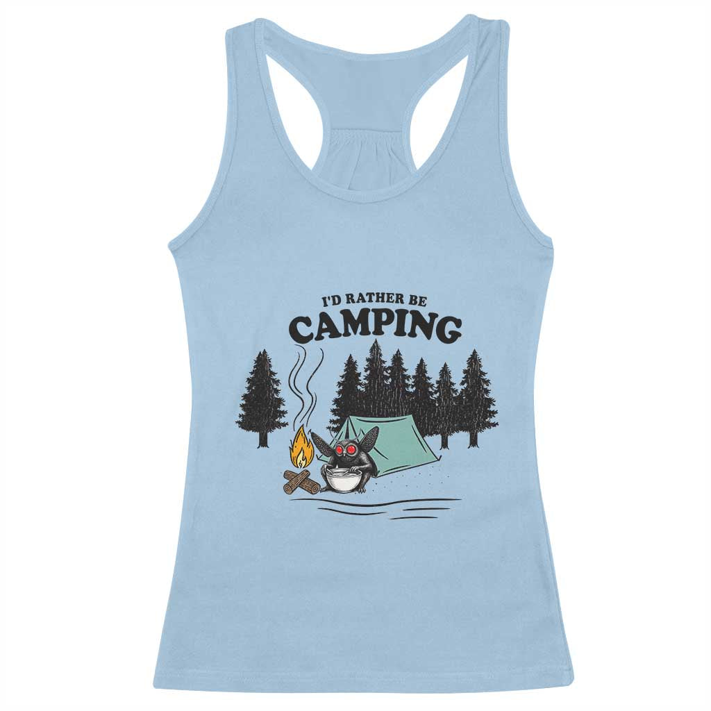 Mothman Racerback Tank Top Id Rather Be Camping Funny Cryptid Gift - Wonder Print Shop