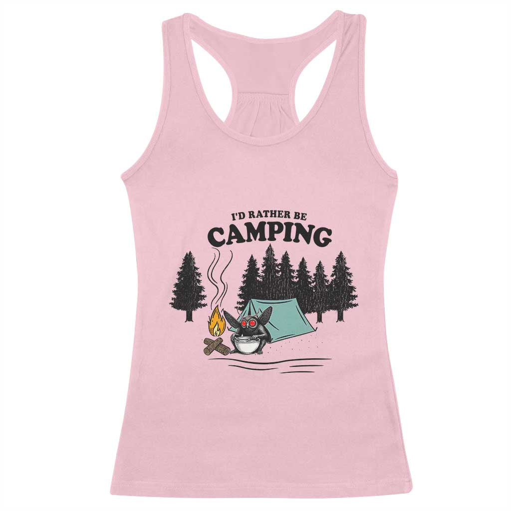 Mothman Racerback Tank Top Id Rather Be Camping Funny Cryptid Gift - Wonder Print Shop