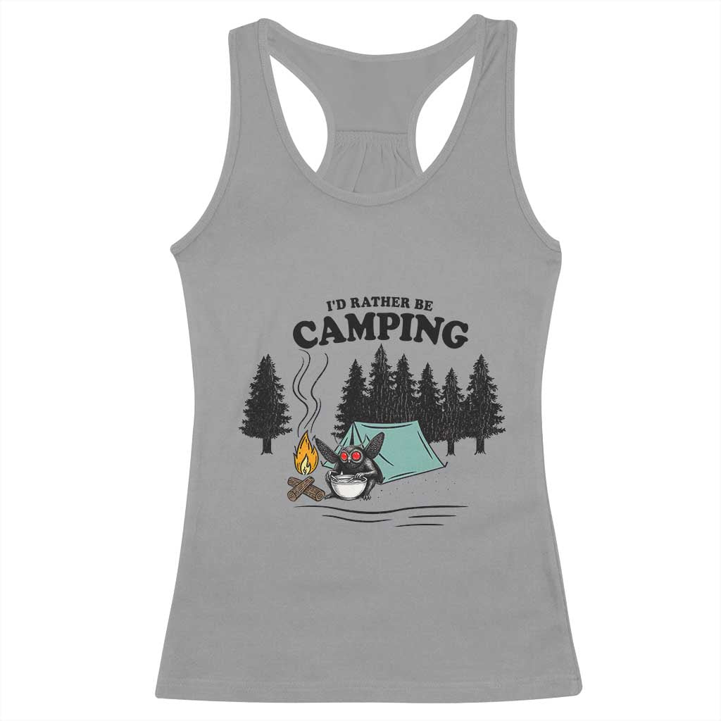 Mothman Racerback Tank Top Id Rather Be Camping Funny Cryptid Gift - Wonder Print Shop