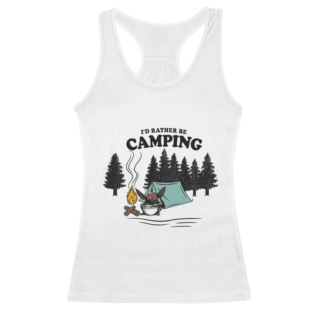 Mothman Racerback Tank Top Id Rather Be Camping Funny Cryptid Gift - Wonder Print Shop