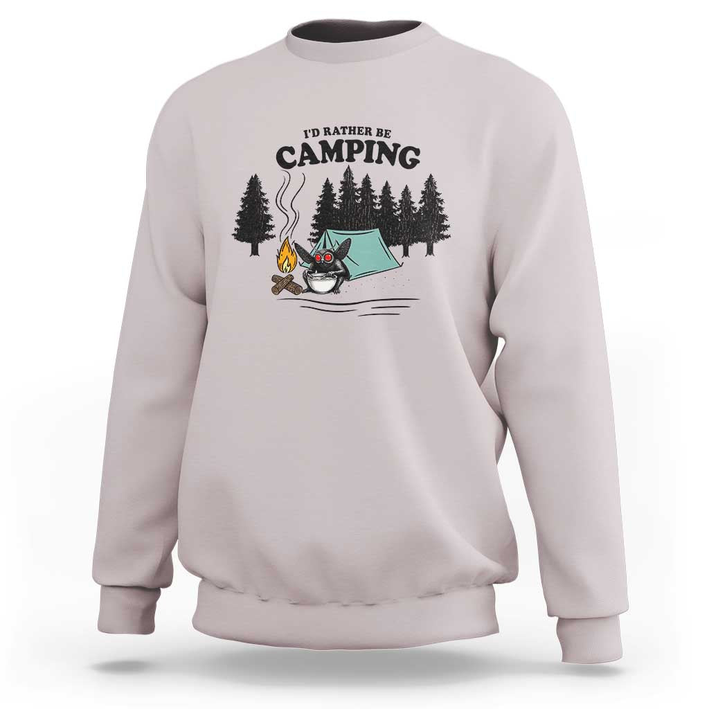 Mothman Sweatshirt Id Rather Be Camping Funny Cryptid Gift - Wonder Print Shop