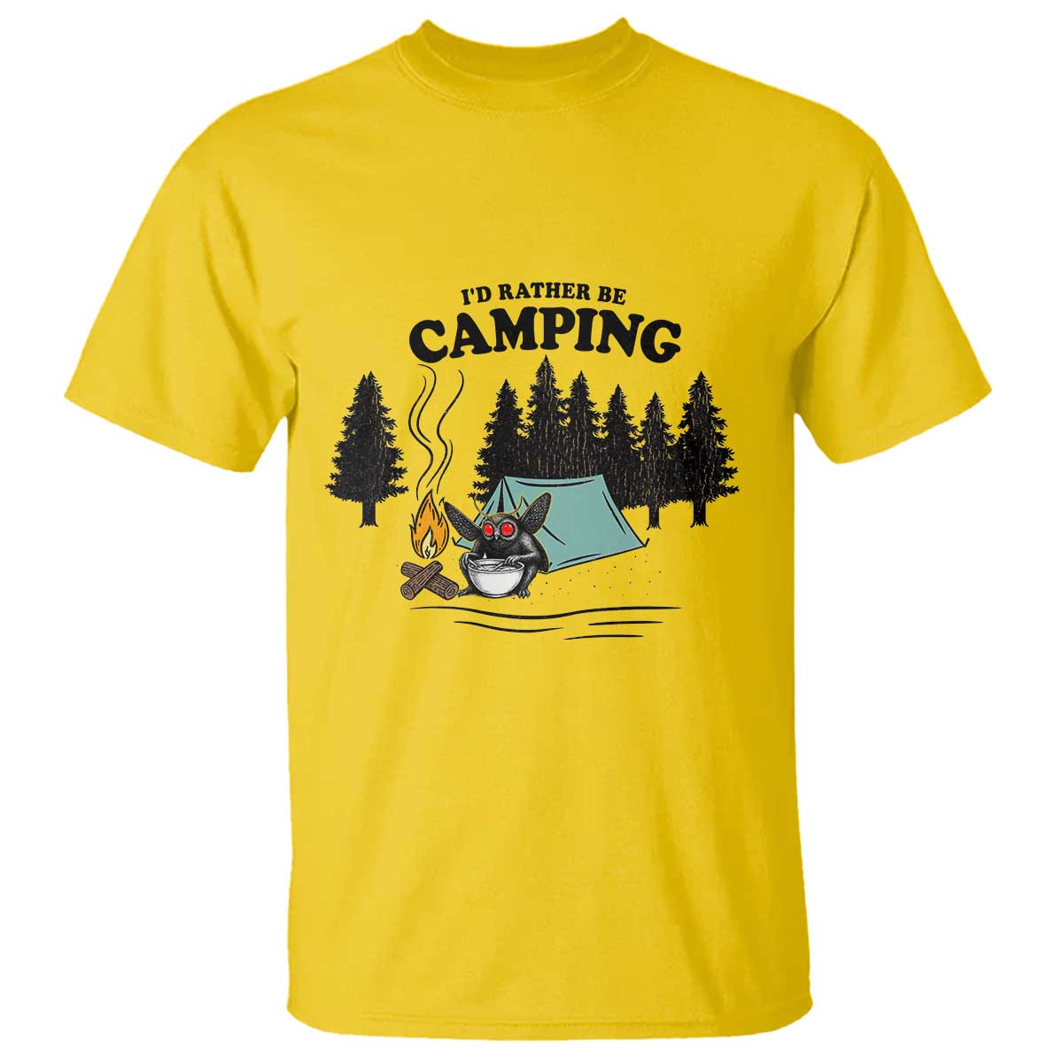Mothman T Shirt Id Rather Be Camping Funny Cryptid Gift - Wonder Print Shop