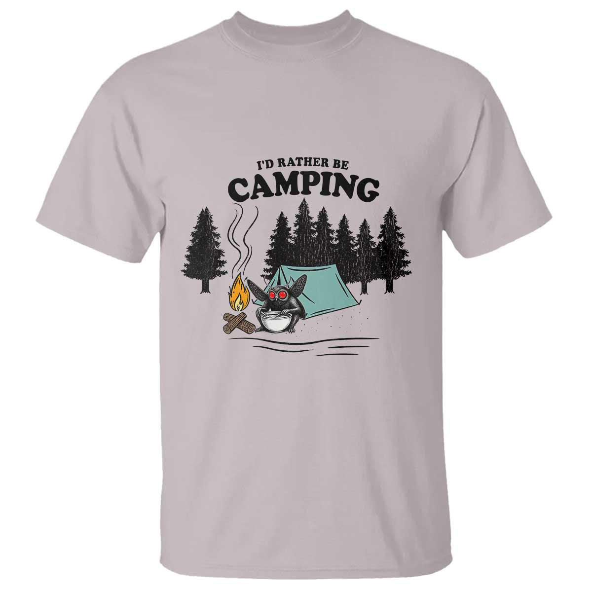 Mothman T Shirt Id Rather Be Camping Funny Cryptid Gift - Wonder Print Shop