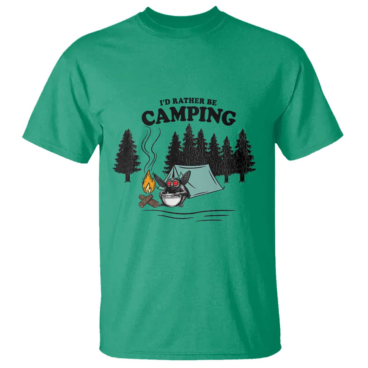 Mothman T Shirt Id Rather Be Camping Funny Cryptid Gift - Wonder Print Shop