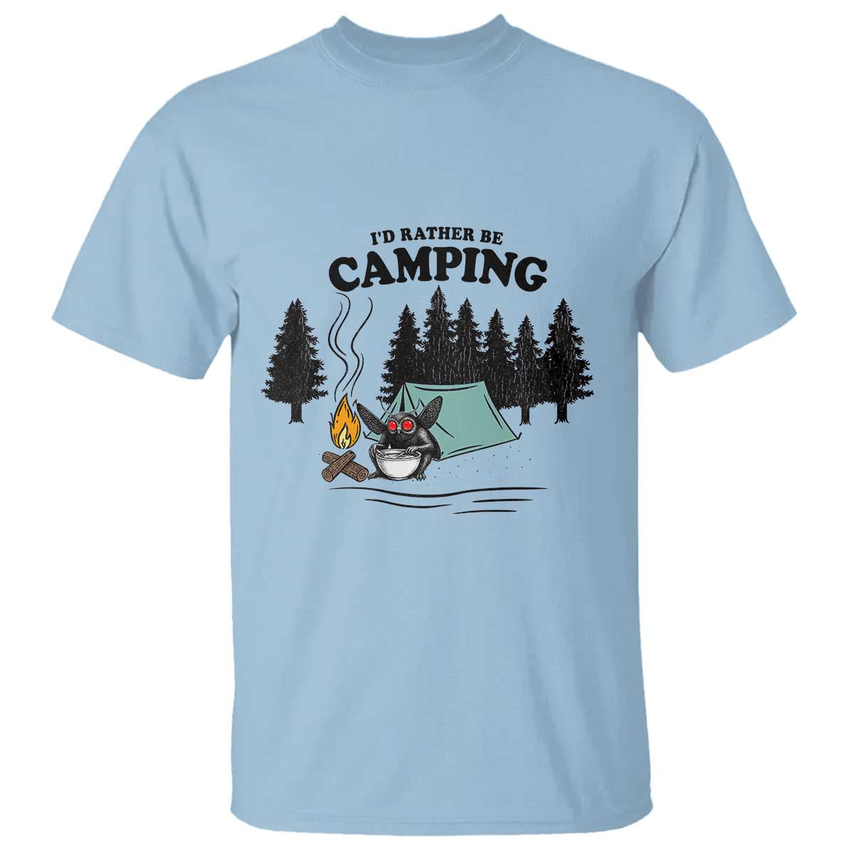 Mothman T Shirt Id Rather Be Camping Funny Cryptid Gift - Wonder Print Shop