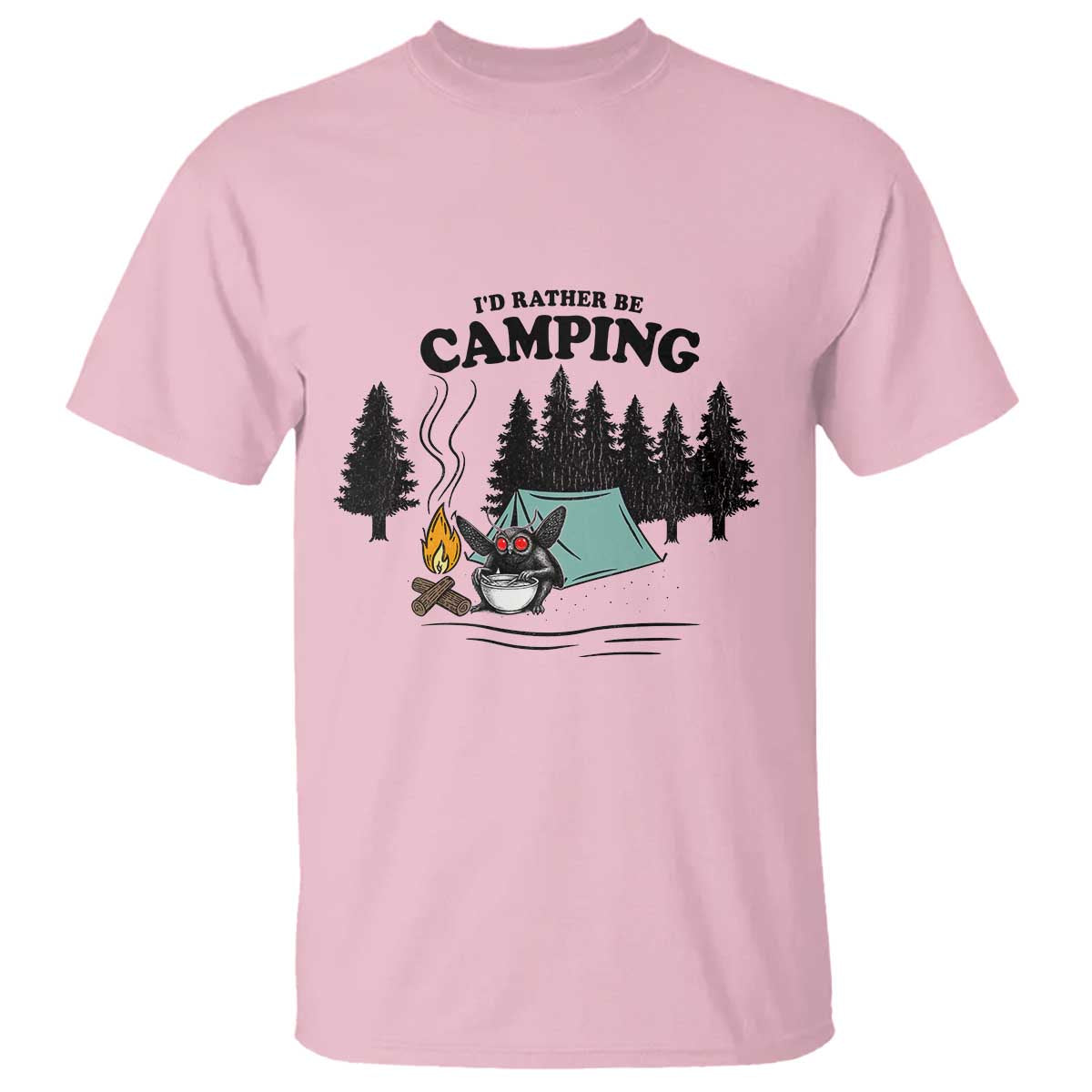 Mothman T Shirt Id Rather Be Camping Funny Cryptid Gift - Wonder Print Shop