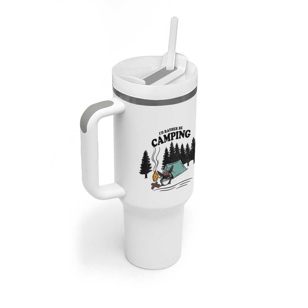 Mothman Tumbler With Handle Id Rather Be Camping Funny Cryptid Gift