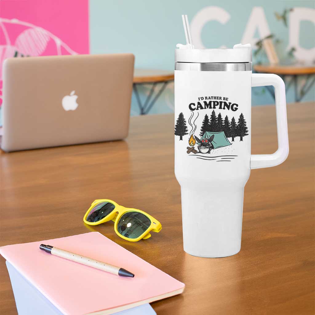 Mothman Tumbler With Handle Id Rather Be Camping Funny Cryptid Gift