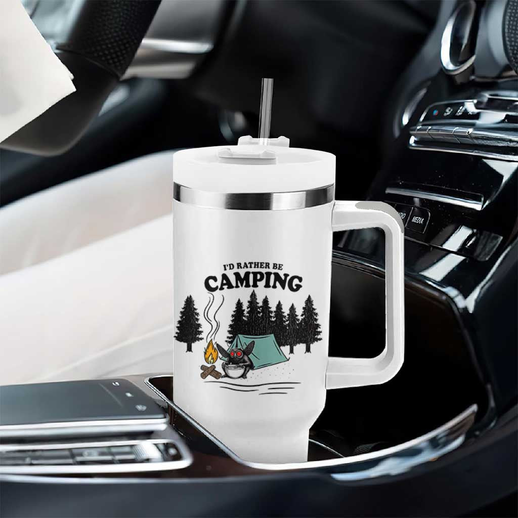 Mothman Tumbler With Handle Id Rather Be Camping Funny Cryptid Gift