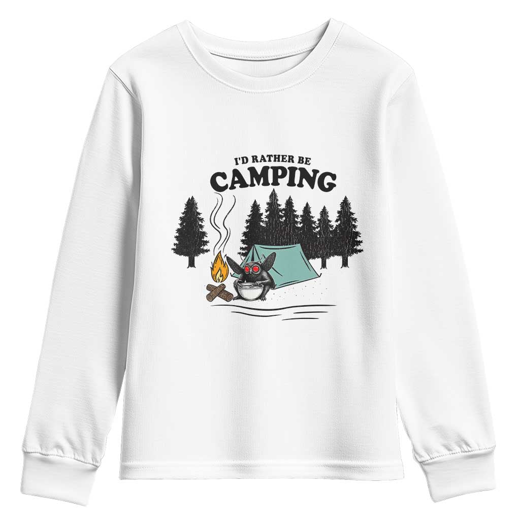 Mothman Youth Sweatshirt Id Rather Be Camping Funny Cryptid Gift - Wonder Print Shop