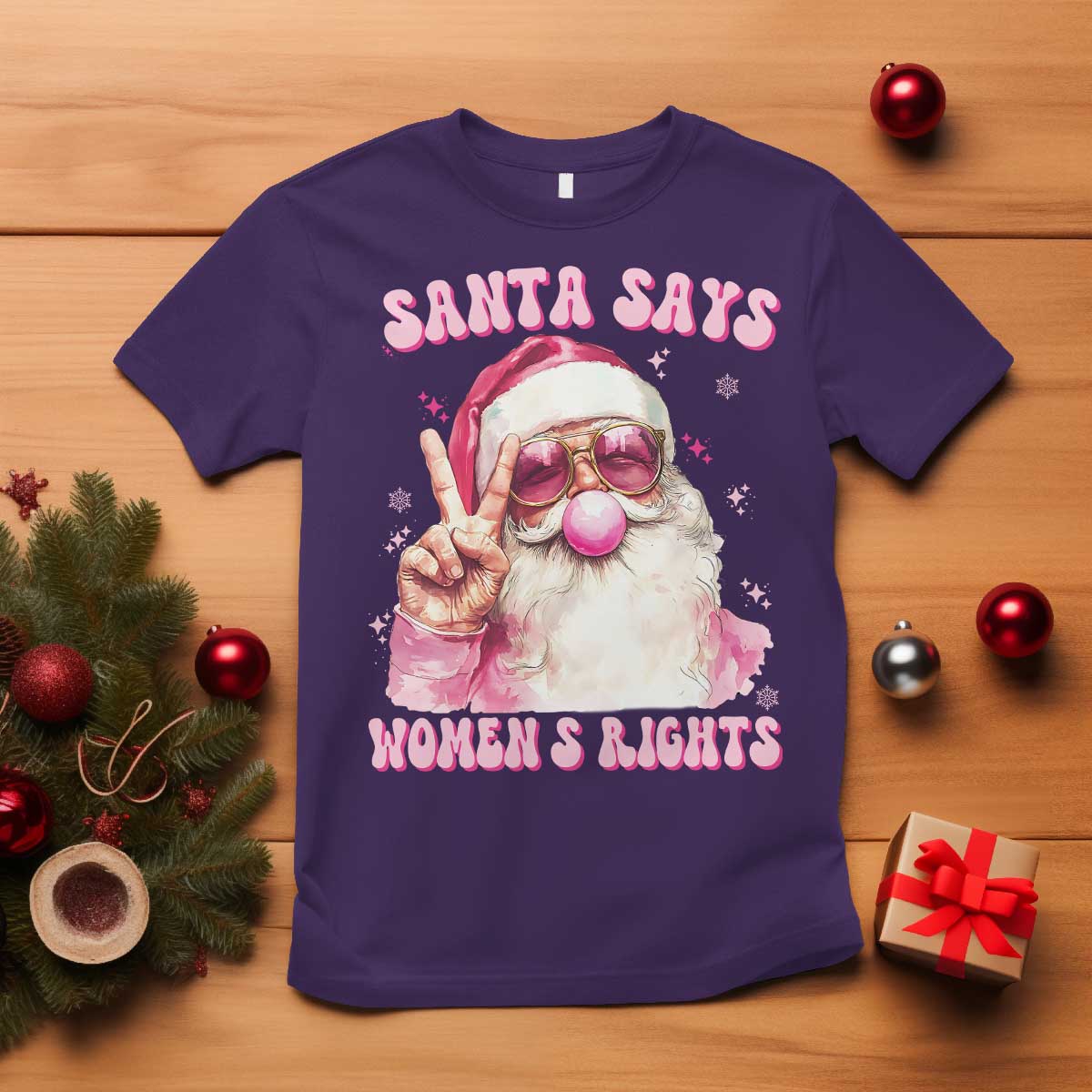 Funny Santa Says Womens Rights T Shirt Feminist Activist Christmas Gift - Wonder Print Shop