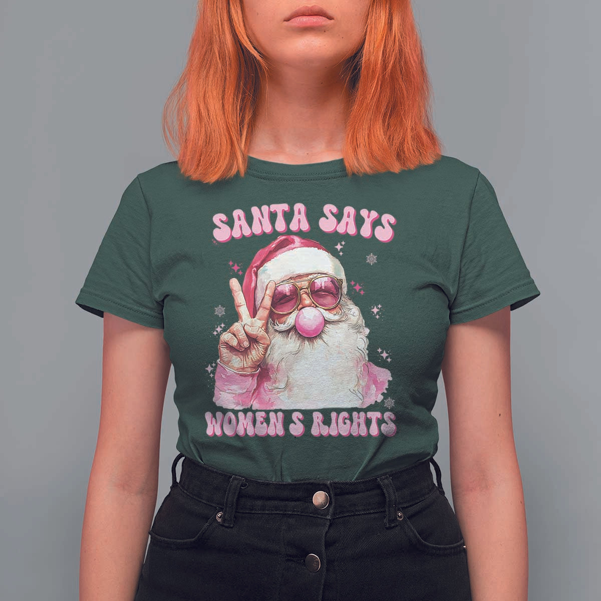 Funny Santa Says Womens Rights T Shirt For Women Feminist Activist Christmas Gift - Wonder Print Shop