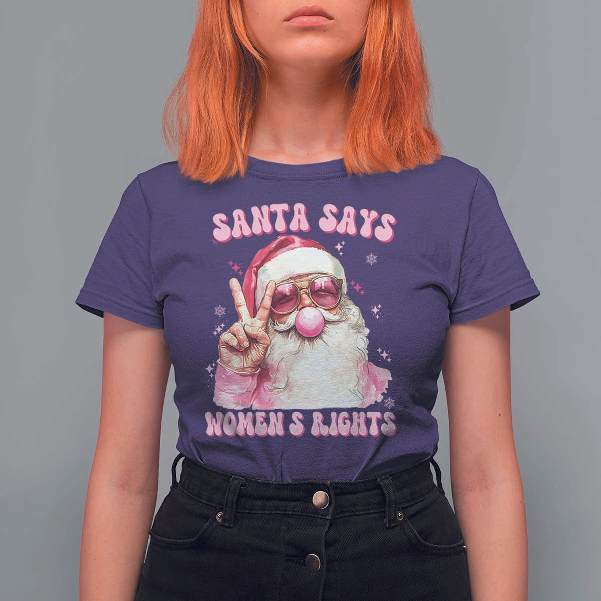 Funny Santa Says Womens Rights T Shirt For Women Feminist Activist Christmas Gift - Wonder Print Shop