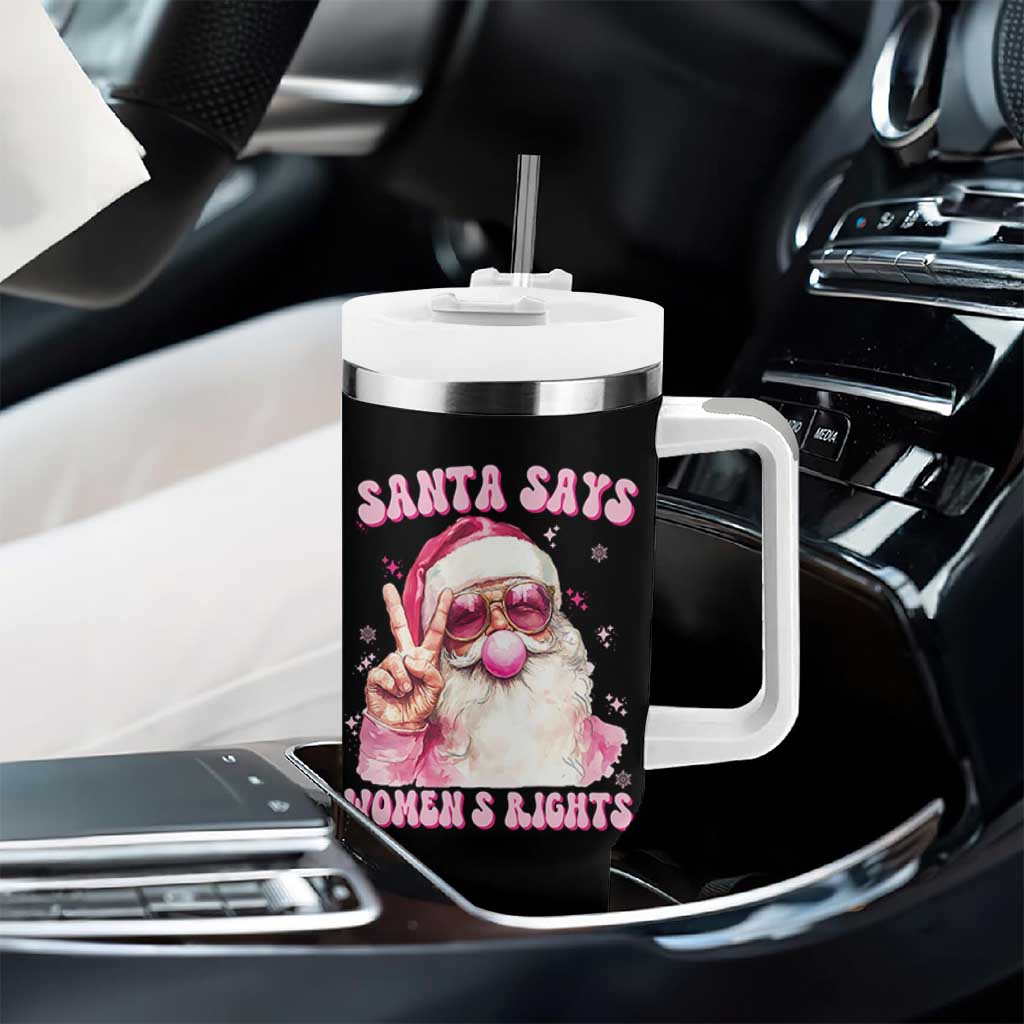 Funny Santa Says Womens Rights Tumbler With Handle Feminist Activist Christmas Gift - Wonder Print Shop