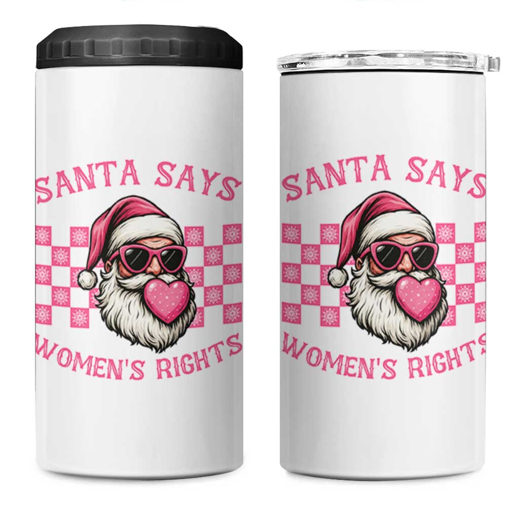 Funny Feminist Activist Christmas 4 in 1 Can Cooler Tumbler Santa Says Womens Rights - Wonder Print Shop
