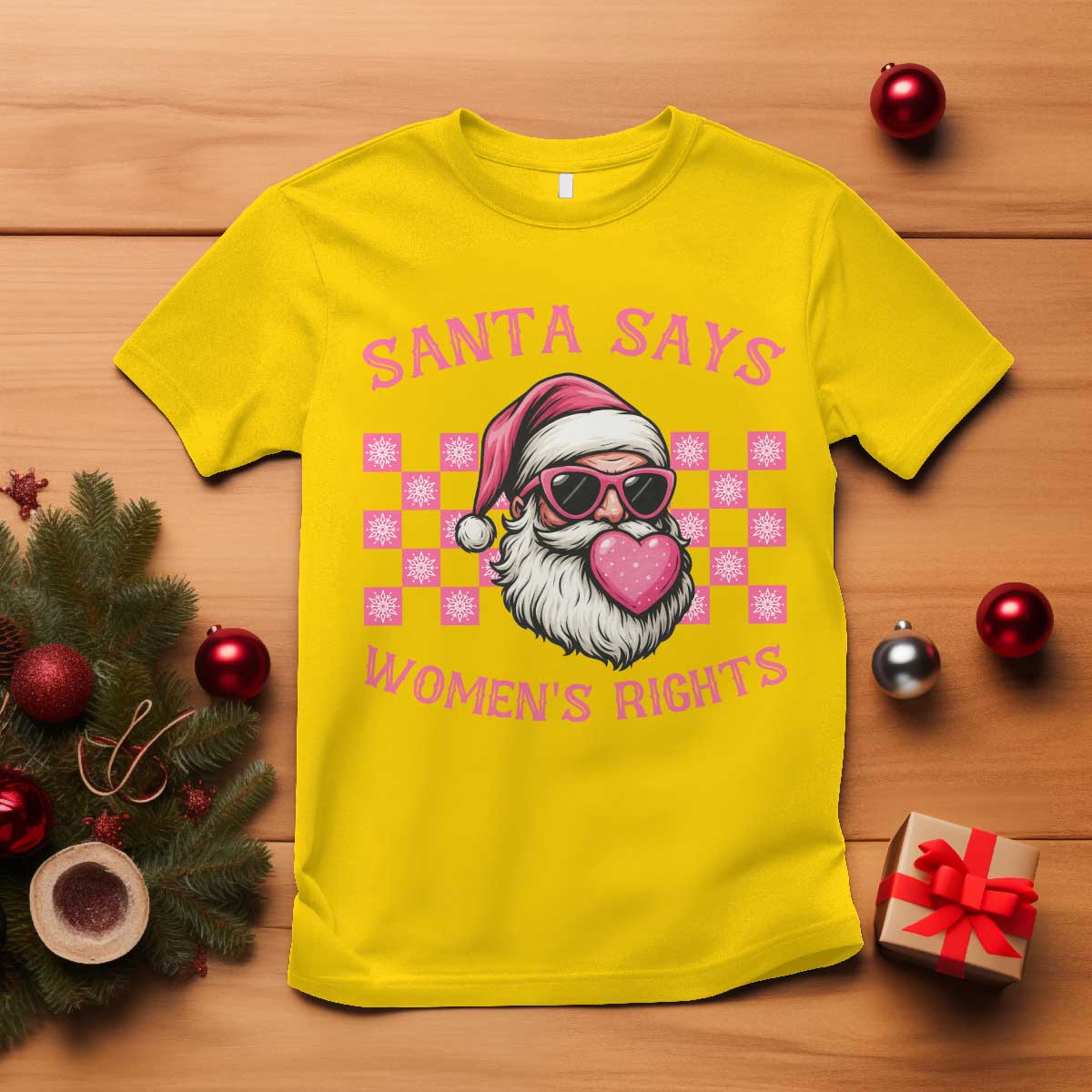 Funny Feminist Activist Christmas T Shirt Santa Says Womens Rights - Wonder Print Shop