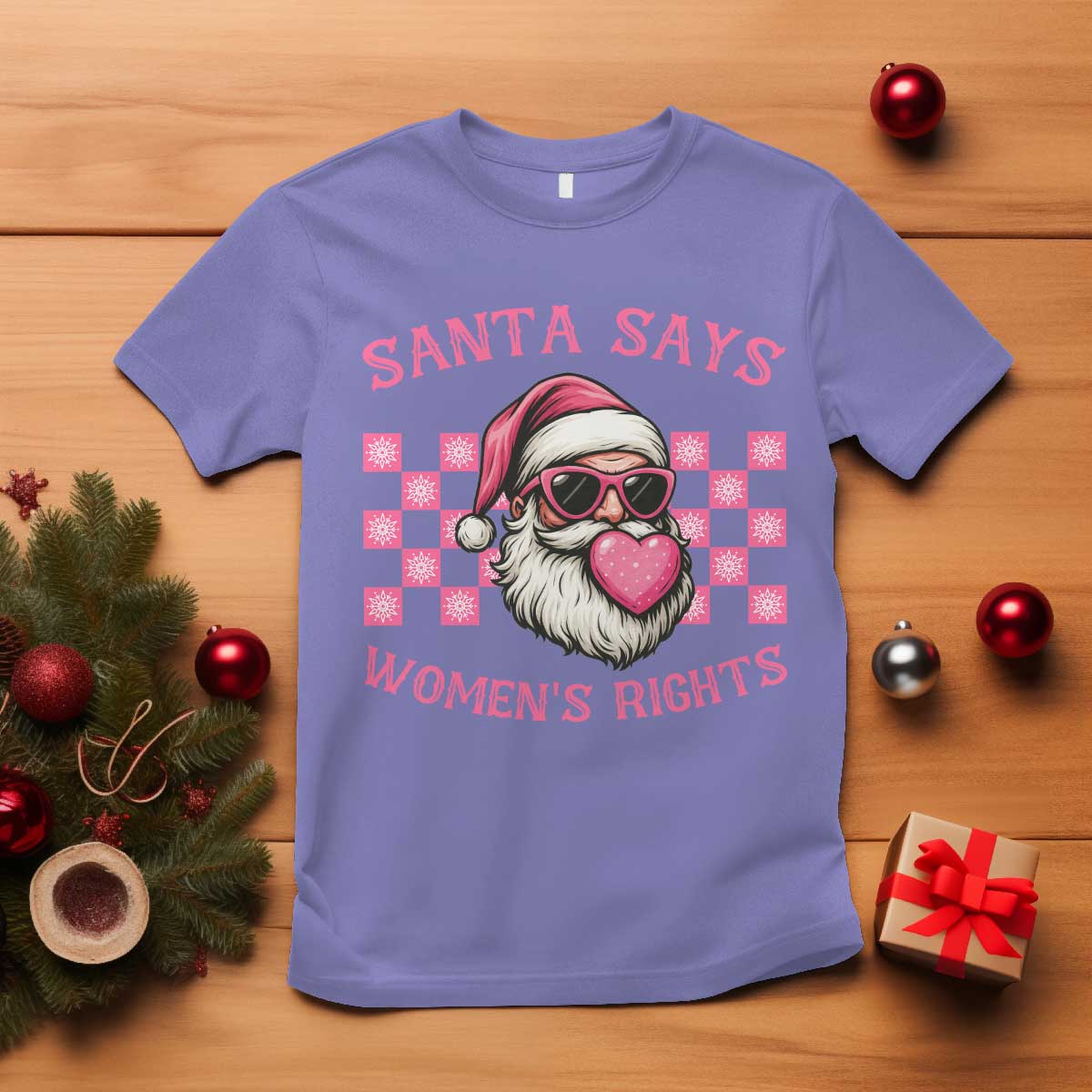 Funny Feminist Activist Christmas T Shirt Santa Says Womens Rights - Wonder Print Shop