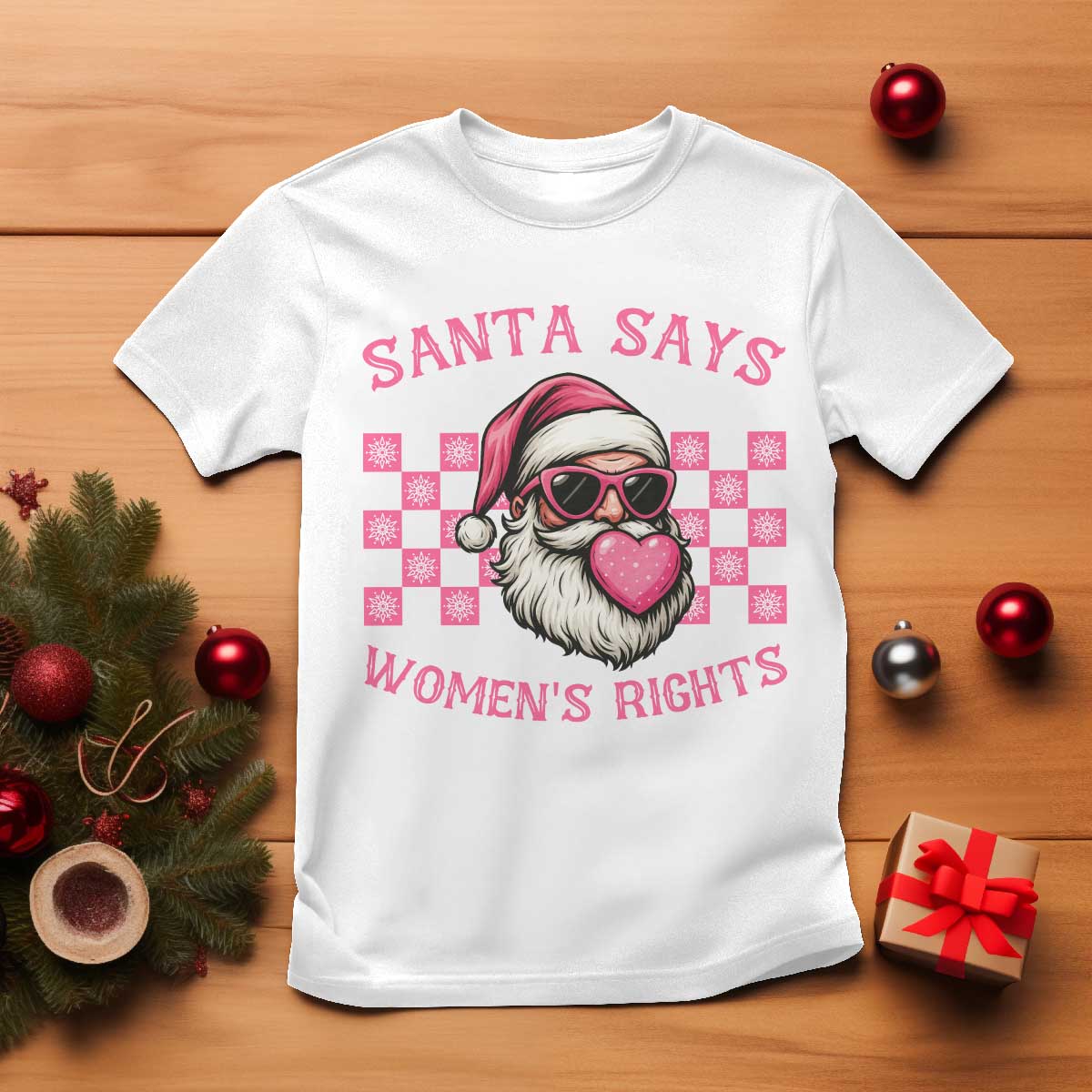 Funny Feminist Activist Christmas T Shirt Santa Says Womens Rights - Wonder Print Shop