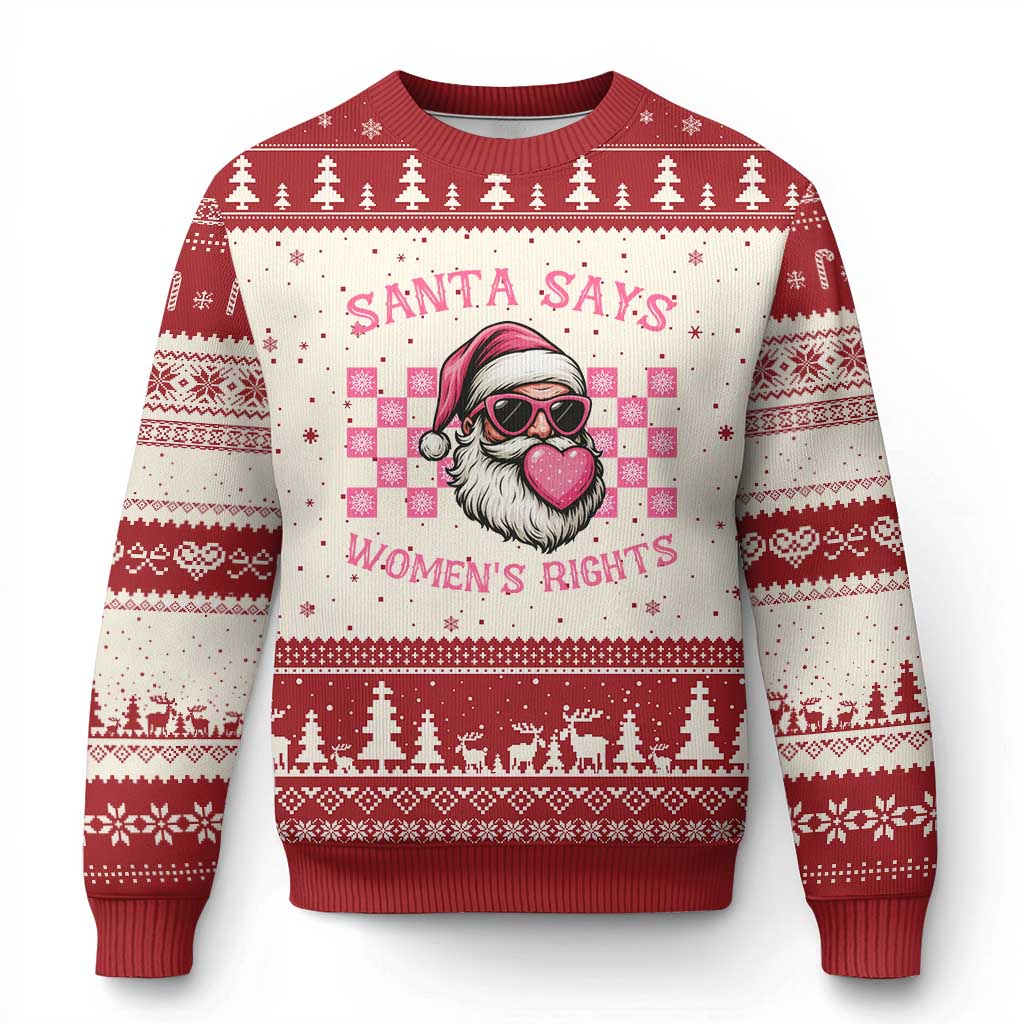 Funny Feminist Activist Xmas Ugly Christmas Sweater Santa Says Womens Rights - Wonder Print Shop