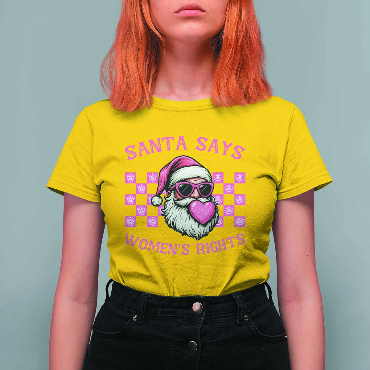 Funny Feminist Activist Christmas T Shirt For Women Santa Says Womens Rights - Wonder Print Shop