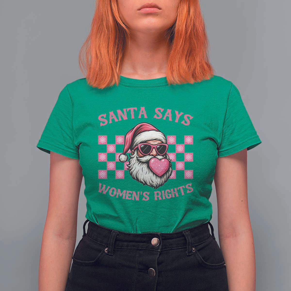 Funny Feminist Activist Christmas T Shirt For Women Santa Says Womens Rights - Wonder Print Shop