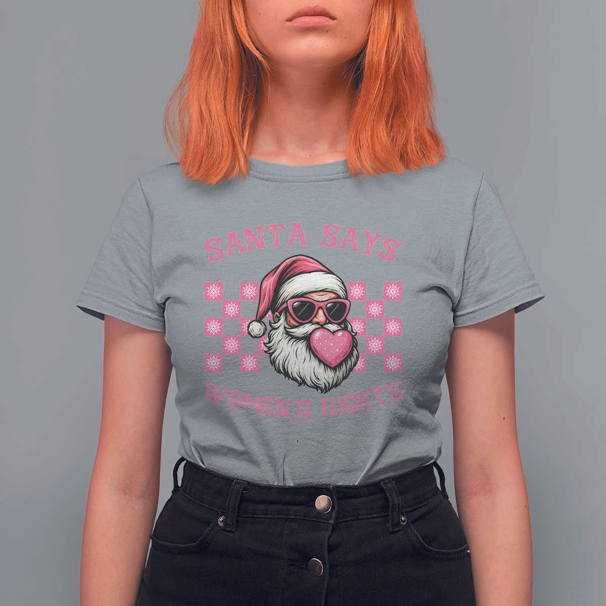Funny Feminist Activist Christmas T Shirt For Women Santa Says Womens Rights - Wonder Print Shop