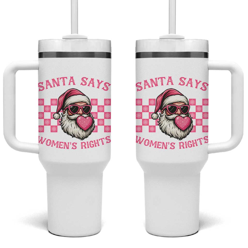 Funny Feminist Activist Christmas Tumbler With Handle Santa Says Womens Rights - Wonder Print Shop