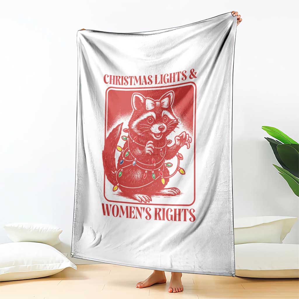 Christmas Lights And Womens Rights Throw Blanket Raccoon Female Rage Holiday Gift - Wonder Print Shop