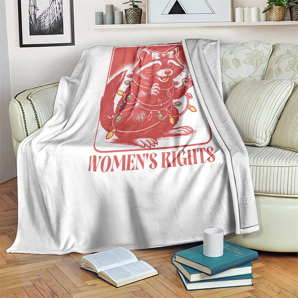 Christmas Lights And Womens Rights Throw Blanket Raccoon Female Rage Holiday Gift - Wonder Print Shop