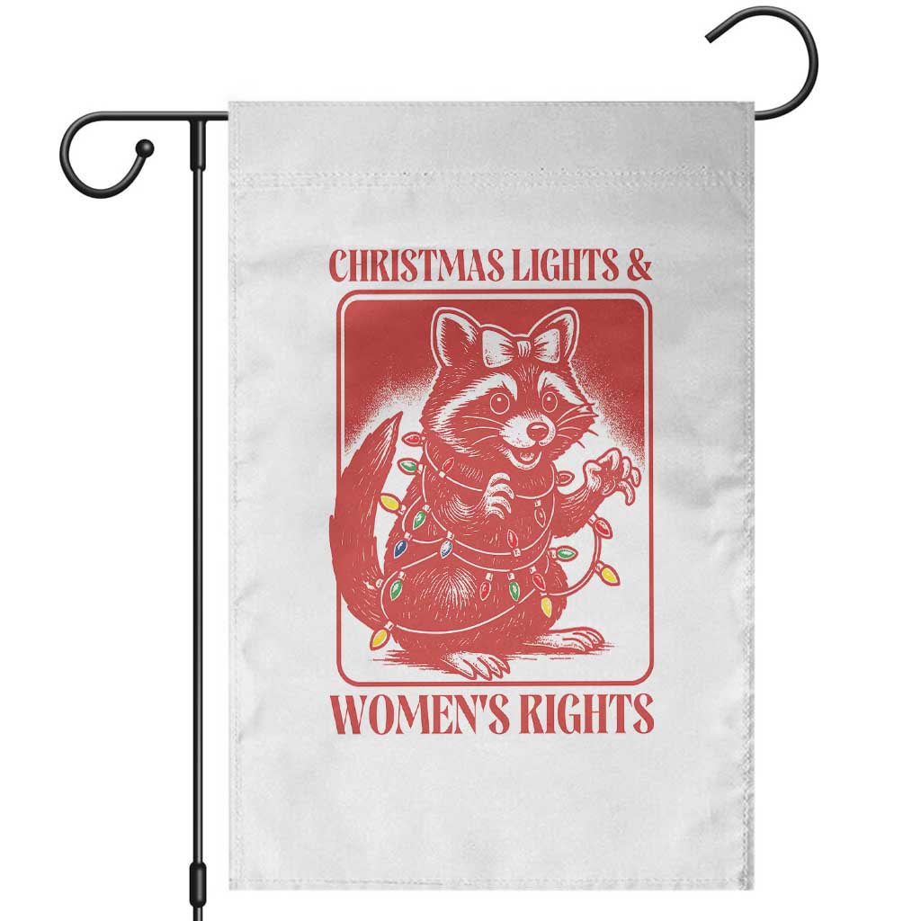 Christmas Lights And Womens Rights Garden Flag Raccoon Female Rage Holiday Gift - Wonder Print Shop