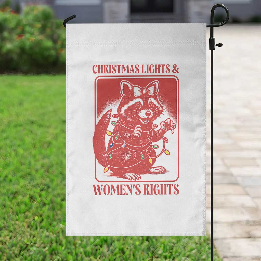 Christmas Lights And Womens Rights Garden Flag Raccoon Female Rage Holiday Gift - Wonder Print Shop