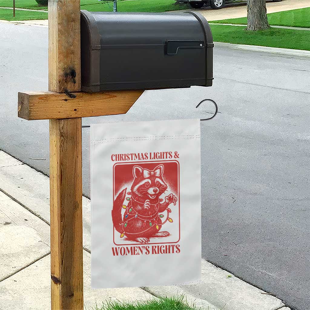 Christmas Lights And Womens Rights Garden Flag Raccoon Female Rage Holiday Gift - Wonder Print Shop