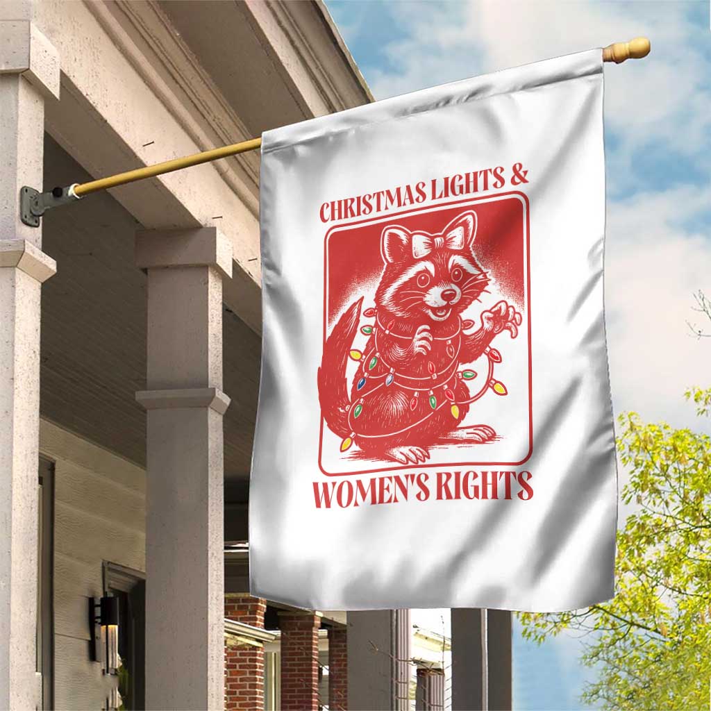 Christmas Lights And Womens Rights Garden Flag Raccoon Female Rage Holiday Gift - Wonder Print Shop