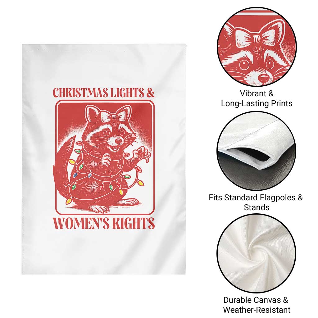 Christmas Lights And Womens Rights Garden Flag Raccoon Female Rage Holiday Gift - Wonder Print Shop