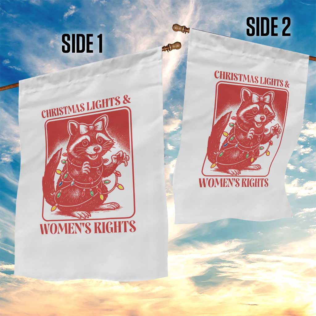 Christmas Lights And Womens Rights Garden Flag Raccoon Female Rage Holiday Gift - Wonder Print Shop