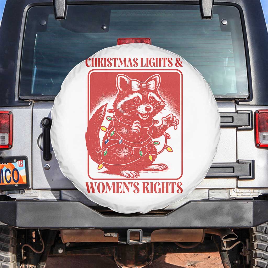 Christmas Lights And Womens Rights Spare Tire Cover Raccoon Female Rage Holiday Gift - Wonder Print Shop
